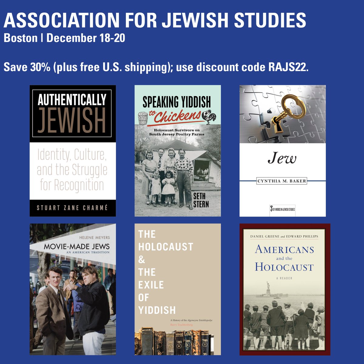 RutgersUPress's tweet photo. We were so glad to see so many friendly faces at the Association for Jewish Studies conference in Boston! As a reminder, you can save 30% on all books with free shipping on our website using the code "RAJS22".
https://t.co/jlKjTtLCDo……
#AJS22 #JewishStudies https://t.co/hnQi3Mrt7g