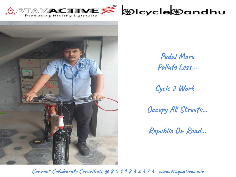 #StayActive #BicycleBandhu
#OpenFaceMedia 
#ActiveTransport #Urban
Subhranshu our community Plumber 
#GreenWheels 
#QualityOfLife 
#Cycle2Work 
#CyclingConnects
#PedalMorePolluteLess
#OccupyAllStreets
#RepublicOnRoad 
#ConnectCollaborateContribute