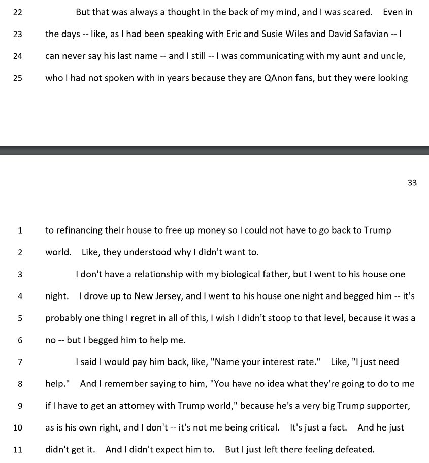 Cassidy Hutchinson's QAnon aunt and uncle thought about refinancing their house so she didn't have to go back to Trump world to pay her legal bills, and she begged her Trump-supporting biological father for help.