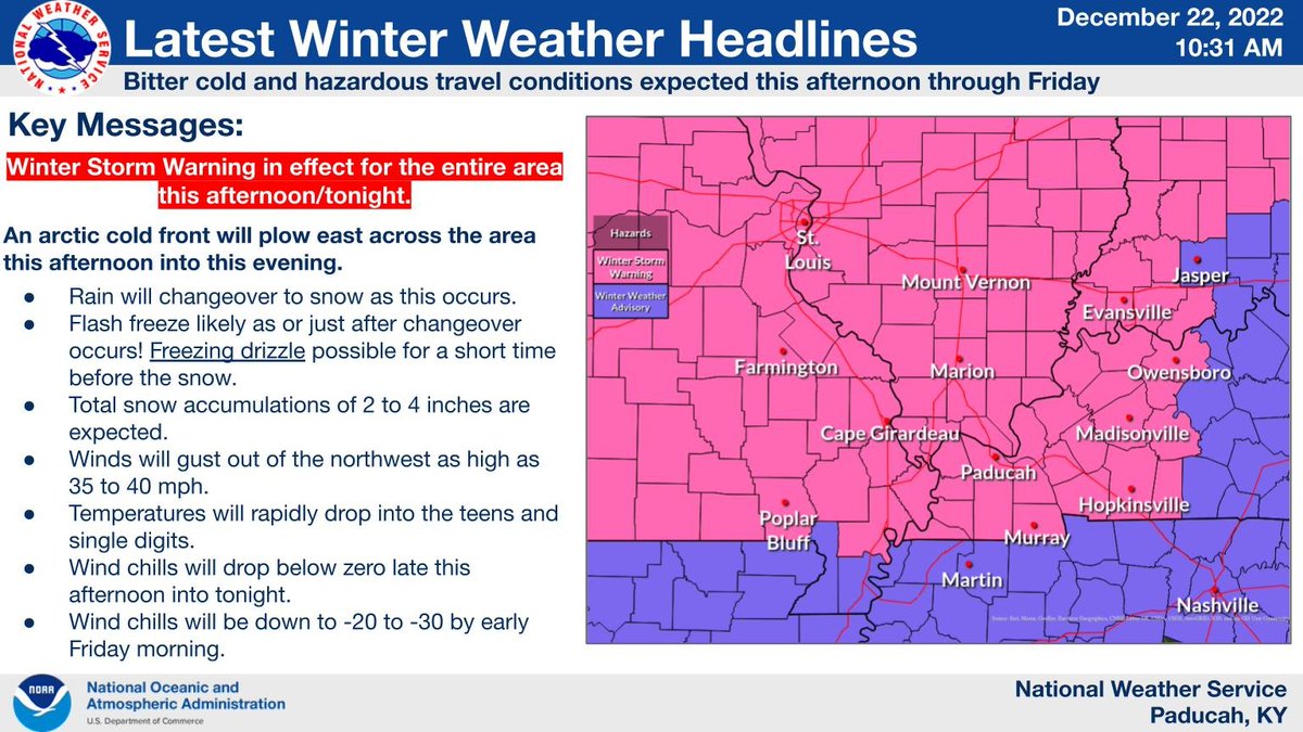 NWSPaducah's tweet photo. Southeast MO, southern IL, southwest IN and west KY are now under a Winter Storm Warning. Here is the latest. https://t.co/cZgC0yGCNd