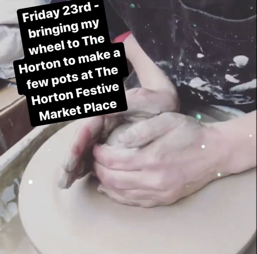 Pop in To The Horton this Friday 23rd and see Janice of EpsomPots creating on her Potter’s Wheel.
There will be a few new festive maker market stalls too, with cafe open from 9.15am. #ceramics #festivemarket #pottery #potterswheel #Epsom #Ewell #giftideas  #Surrey