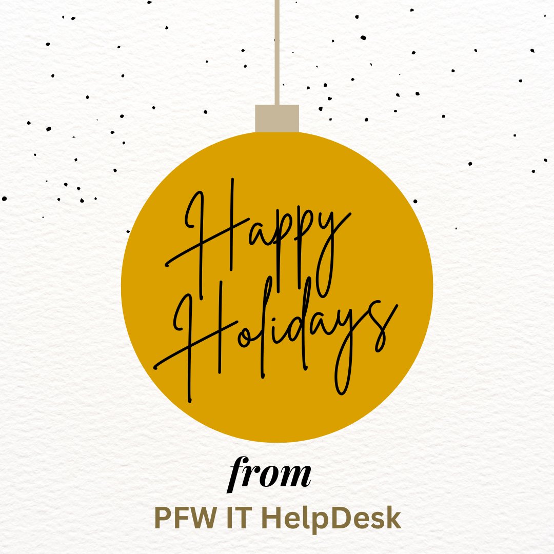 PurdueFW_ITS_HD's tweet photo. PFW IT Helpdesk wishes you all happy holidays. Have a great warm winter break! https://t.co/XFQCCgsg8B