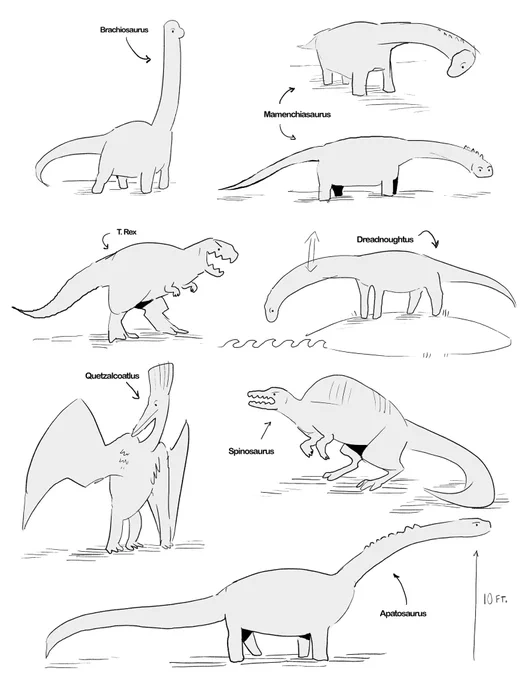 sketched these pose references up to send to the dino manufacturers and thot they were cute lol. 