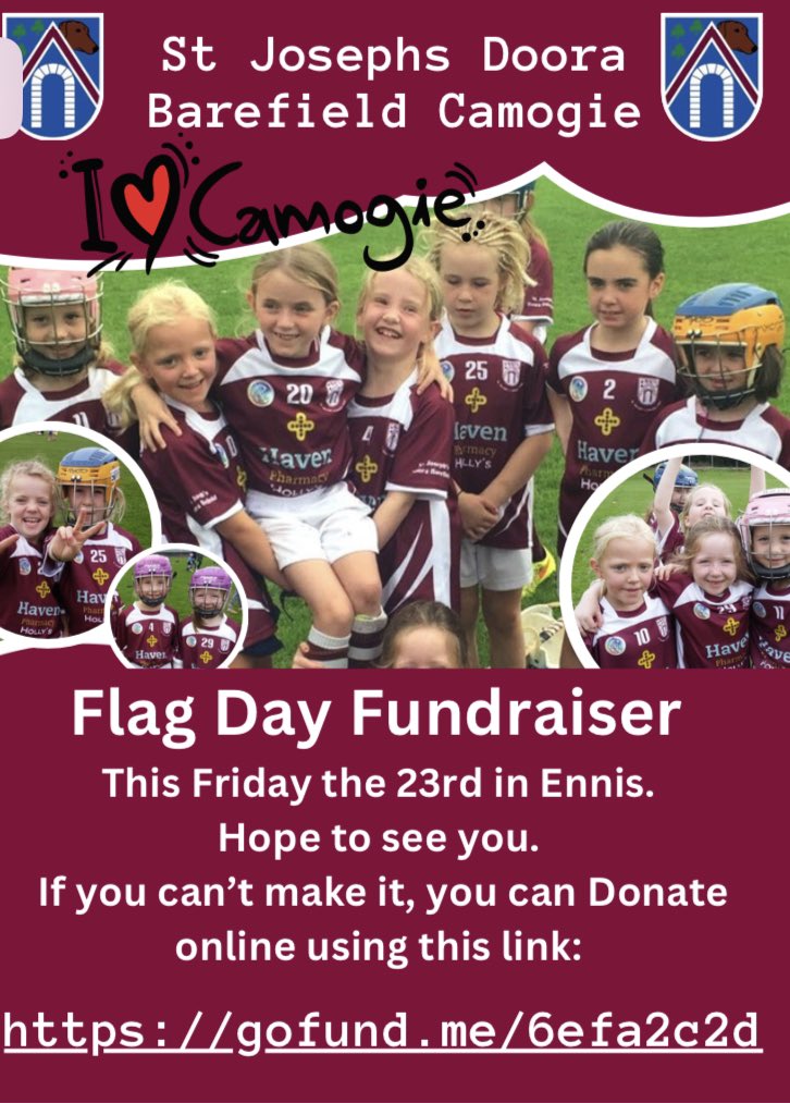 Paul Mockler (@mocklerpaul) on Twitter photo Please support our annual <a href="/StJosephsDBGAA/">St. Joseph's Doora Barefield GAA Club</a> Camogie club flag day fundraiser. With so many of us gone cashless you can now donate to our flag day through the link below. Happy Christmas & happy Camogie. Please support our annual <a href="/StJosephsDBGAA/">St. Joseph's Doora Barefield GAA Club</a> Camogie club flag day fundraiser. With so many of us gone cashless you can now donate to our flag day through the link below. Happy Christmas & happy Camogie.