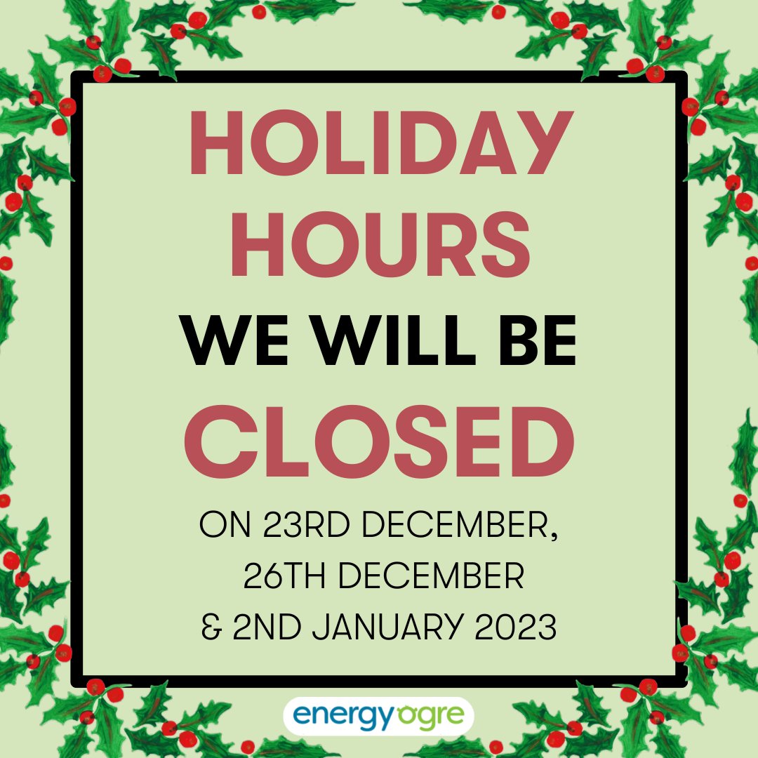 EnergyOgre's tweet image. ❄️ HOLIDAY HOURS NOTICE ❄️
We'll be out of the office this Friday and Monday so our team members can celebrate with loved ones. We hope everyone has a great holiday weekend; see y'all Tuesday!