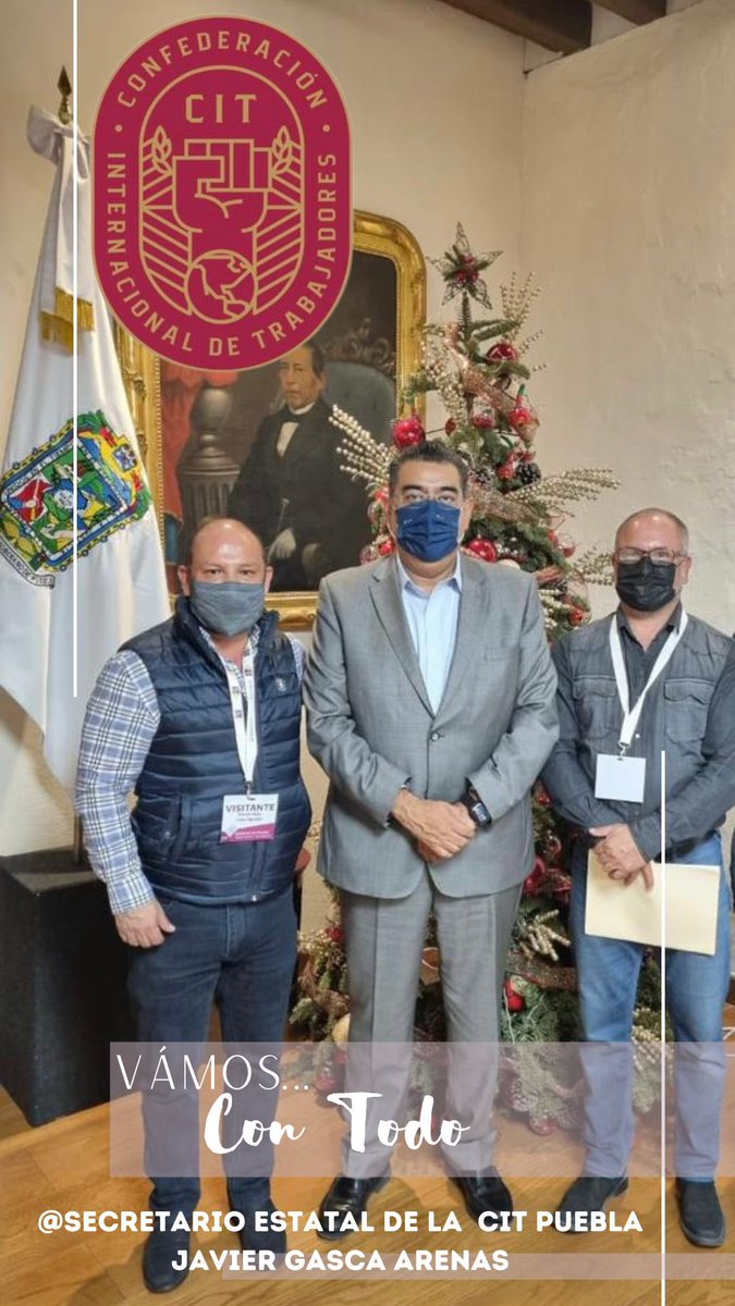 juanmaREYES's tweet photo. Felicito al Secretario Estatal de @cit_puebla @JavierGaasca el acercamiento y los trabajos proyectados con el gobernador @SergioSalomonC en benéfico de todos los sindicalizados, comerciantes, profesionistas, obreros y demás integrantes de CIT Federación Puebla #VAMOS CON TODO https://t.co/jmurKT7MCM