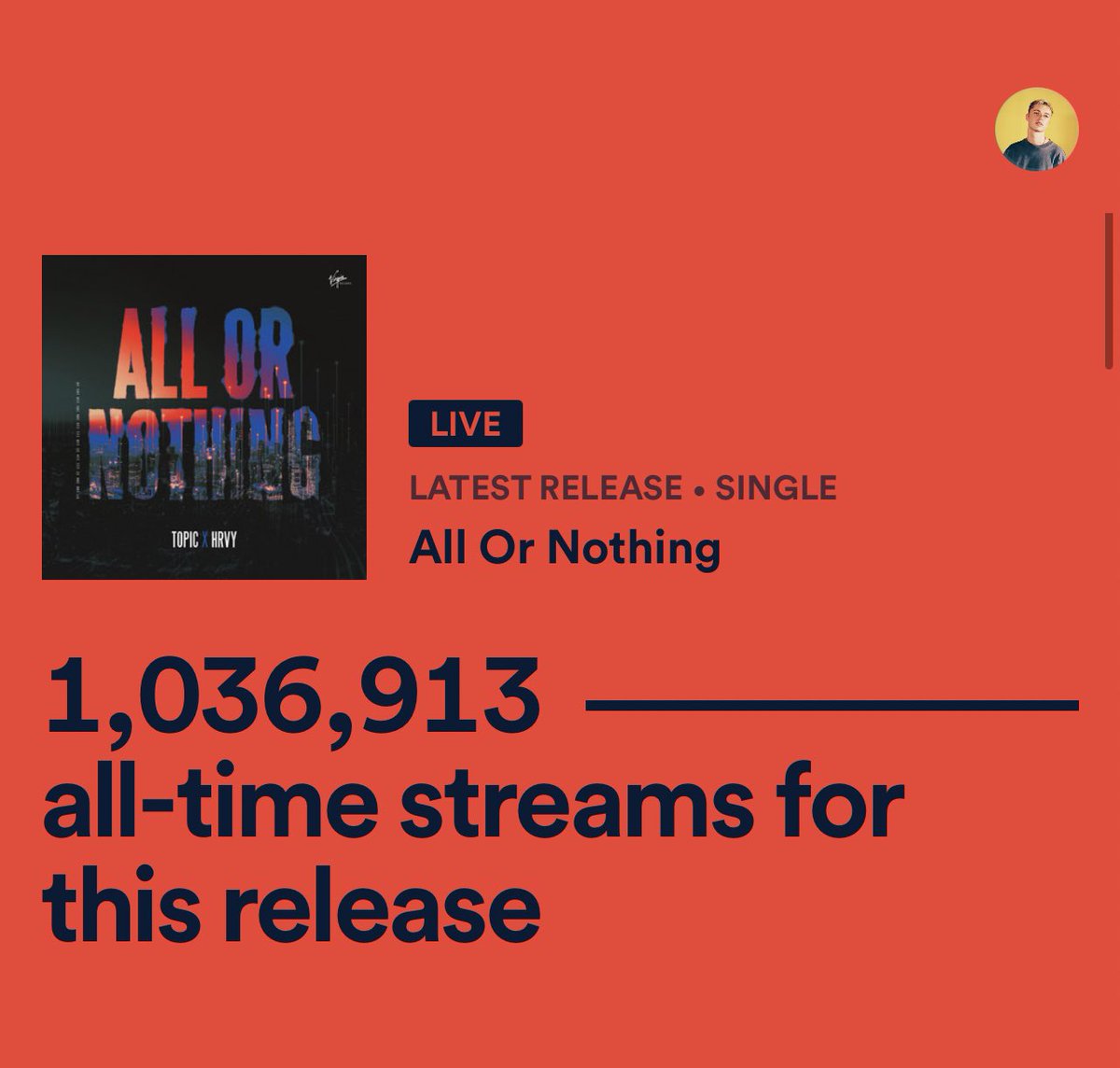 HRVY's tweet photo. 1 million streams already 🥺 thank you guys love you.. I wanna see you dance to this on New Year’s Eve https://t.co/cfjYqtjnsd