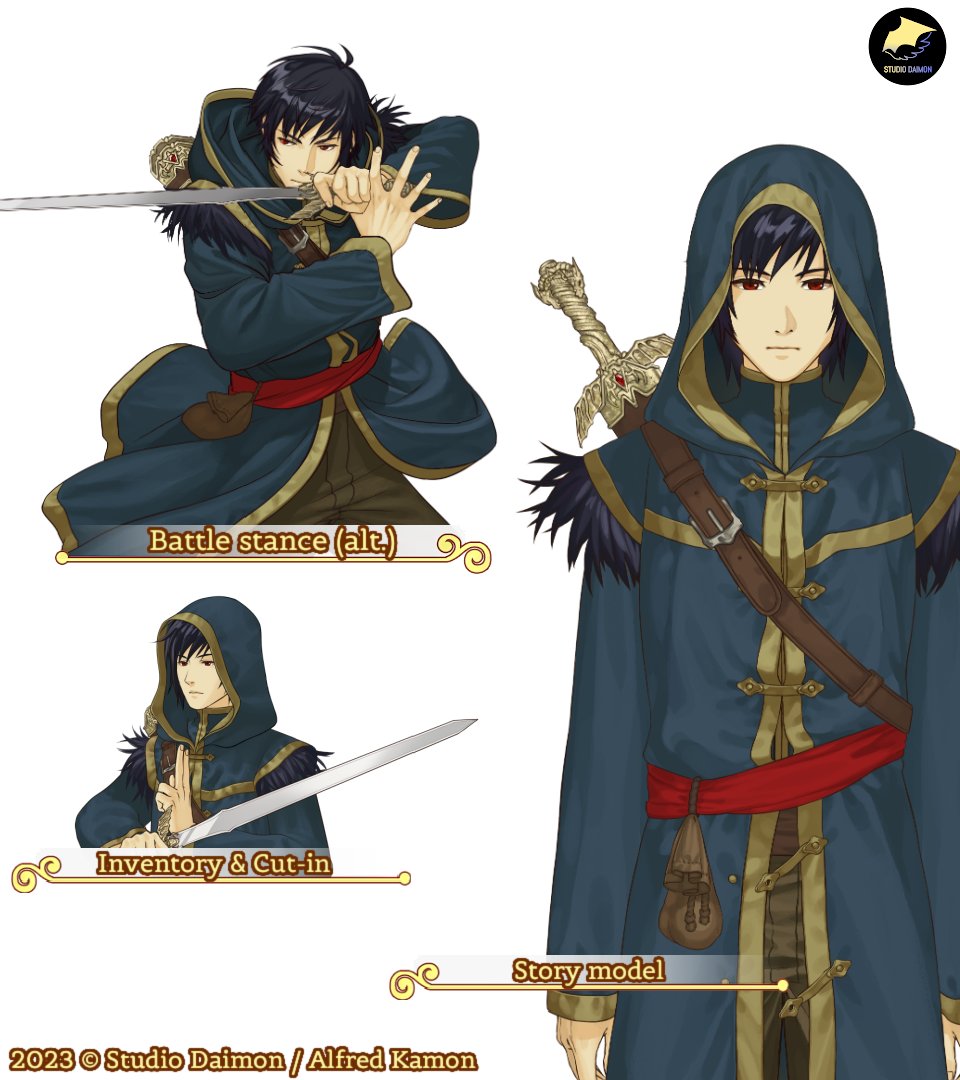 Hellios Hoikade
CV: Jonah Scott

🕵️ The mysterious protector of Lady Faratras. Despite his tough exterior, he can be unexpectedly wholesome.

⚔️ In combat, Hellios' attacks debilitate his opponents by inflicting Bleeding. His Teleportation makes him an elusive fighter.
#PotMS