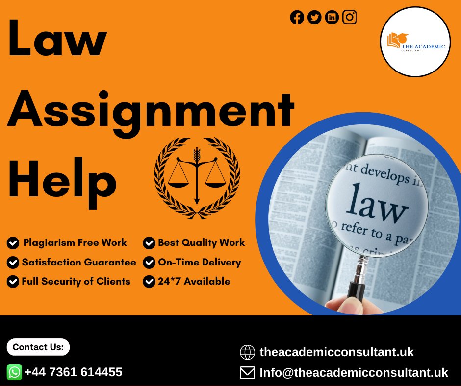 theacademiccon3's tweet image. Be confident! Because you choose our Law Assignment Help Services.
Contact Us Now:
#law #lawassignmenthelp #lawassignmentwritinghelp #lawessayhelp #commerciallawassignmenthelp #commerciallawassignmentwriting #assignmenthelp #assignment #help #theacademicconsultant