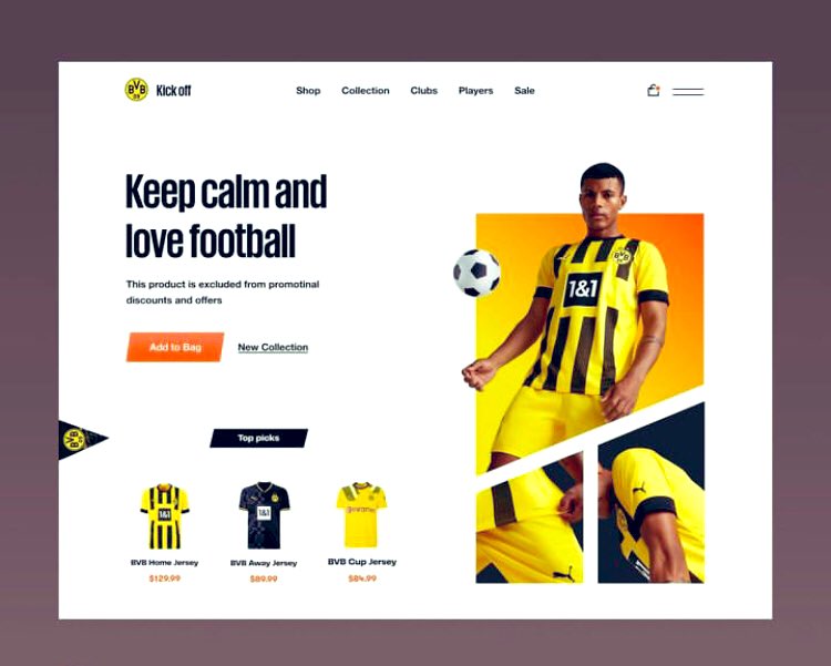 designcommando's tweet image. Sports store website design #Dortmund #football #Bundesliga