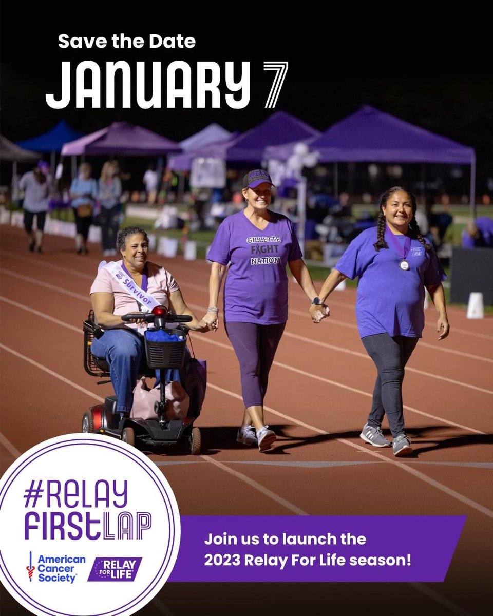 Mark your calendar as we launch 2023 Relay For Life on January 7th! Learn more at RelayForlIfe.org/Kickoff #RelayFirstLap #relayforlife #RFLMiddletownNJ