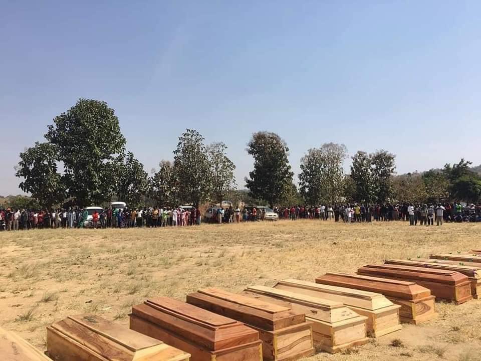 Social media is silent…These are the victims of the last attack on my people in Mallagum on the 18th of DECEMBER been buried today. We mourn and wail while others laugh but “ he who laughs last shall laugh best”. Southern Kaduna will rise again. And our enemies shall fall.