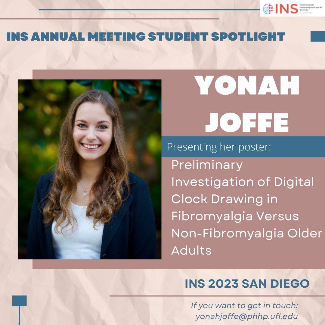 ins_slc's tweet photo. Meet our #INS2023inSanDiego #INSstudentspotlight Yonah Joffe! @yonahjoffe is a 2nd year graduate student at the University of Florida - she will be presenting her poster at @INSneuro in February!🕑 https://t.co/A67Yixo5Vm