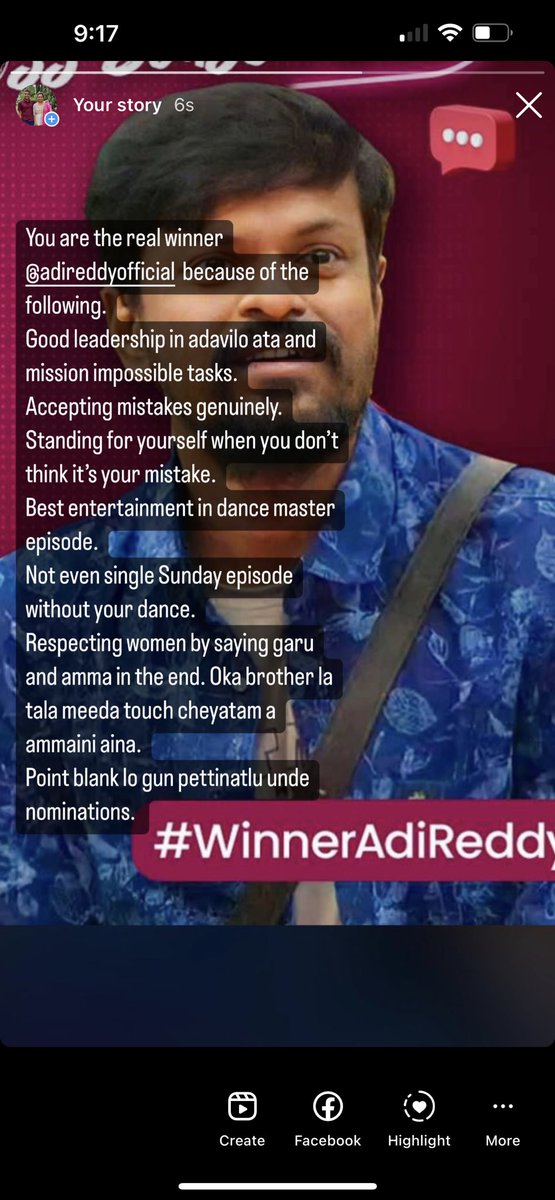 slm0910's tweet photo. Real winner of Biggboss season 6 #AdiReddy 
@adireddyfantasy https://t.co/FxHRaQ1lJ5