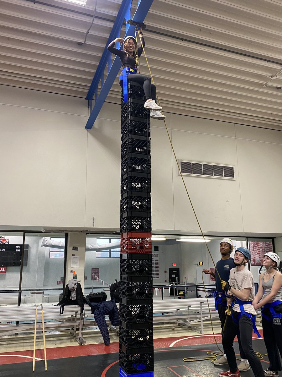 toleary02's tweet photo. Newest Members in our ‘Top of the Tower’ Club! Congratulations Sydney, Raylee &amp; William!! 🎉 #cratestacking #onbelay #climbing #Climbers #adventurepursuits #PElife @ParkwaySchools @pchcolts @MOSHAPE1 @SHAPE_America https://t.co/ogOgcD9bXA