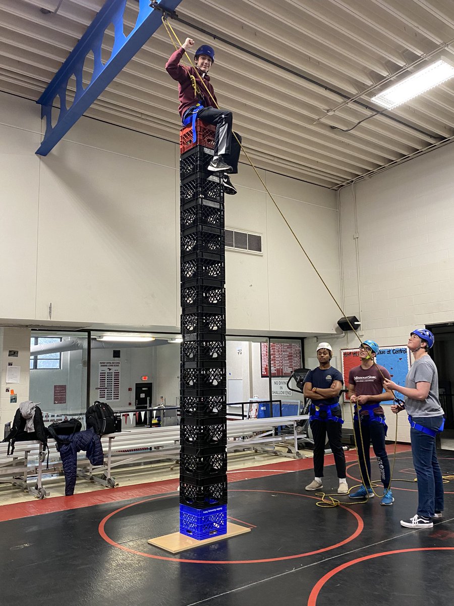 toleary02's tweet photo. Newest Members in our ‘Top of the Tower’ Club! Congratulations Sydney, Raylee &amp; William!! 🎉 #cratestacking #onbelay #climbing #Climbers #adventurepursuits #PElife @ParkwaySchools @pchcolts @MOSHAPE1 @SHAPE_America https://t.co/ogOgcD9bXA