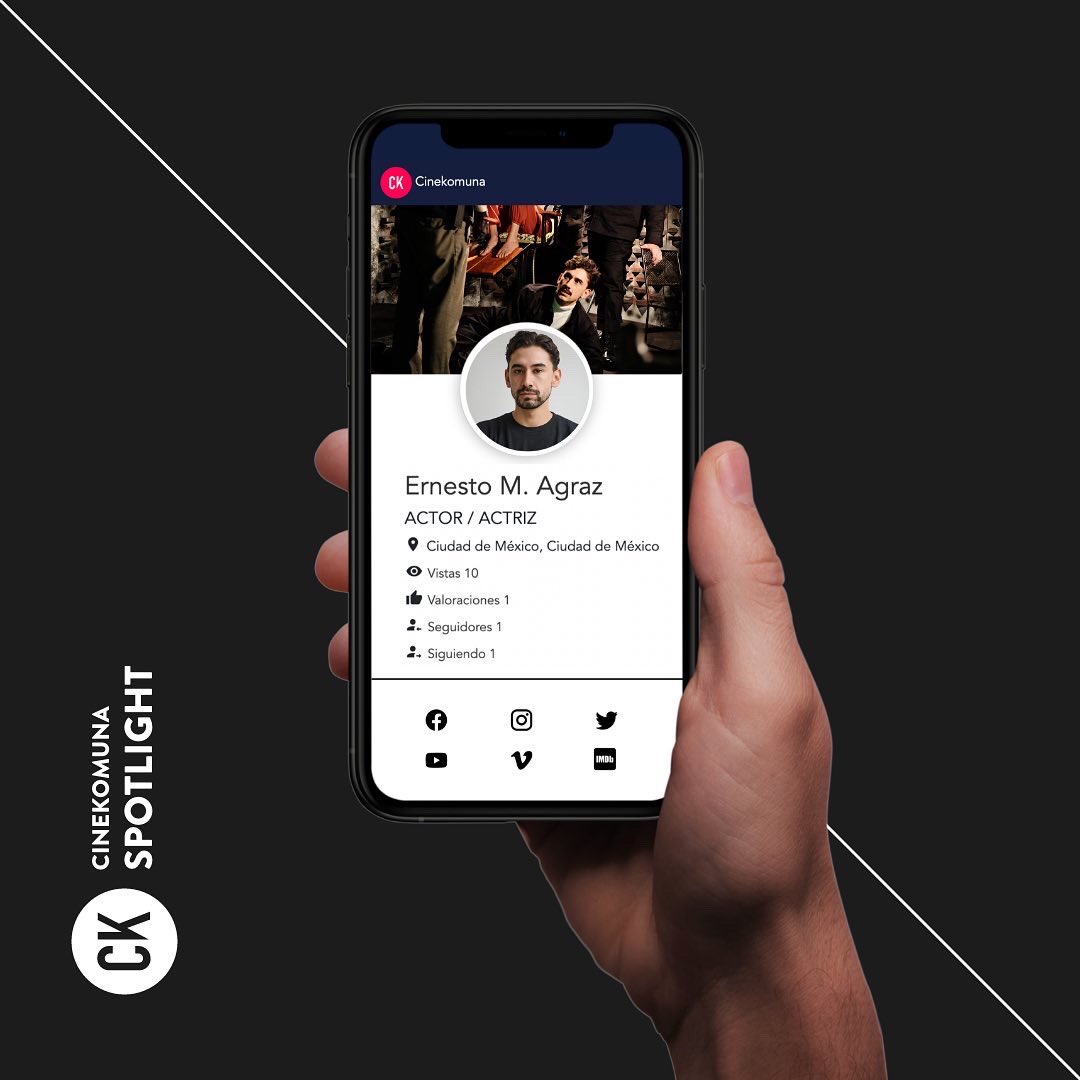 SPOTLIGHTS - CAST
Es para nosotros un placer darle la bienvenida a Cinekomuna al actor Ernesto M. Agraz !
 
Para conocer más de su trabajo, te invitamos a visitar su perfil en la plataforma.

cinekomuna.com
¡Crea tu perfil!