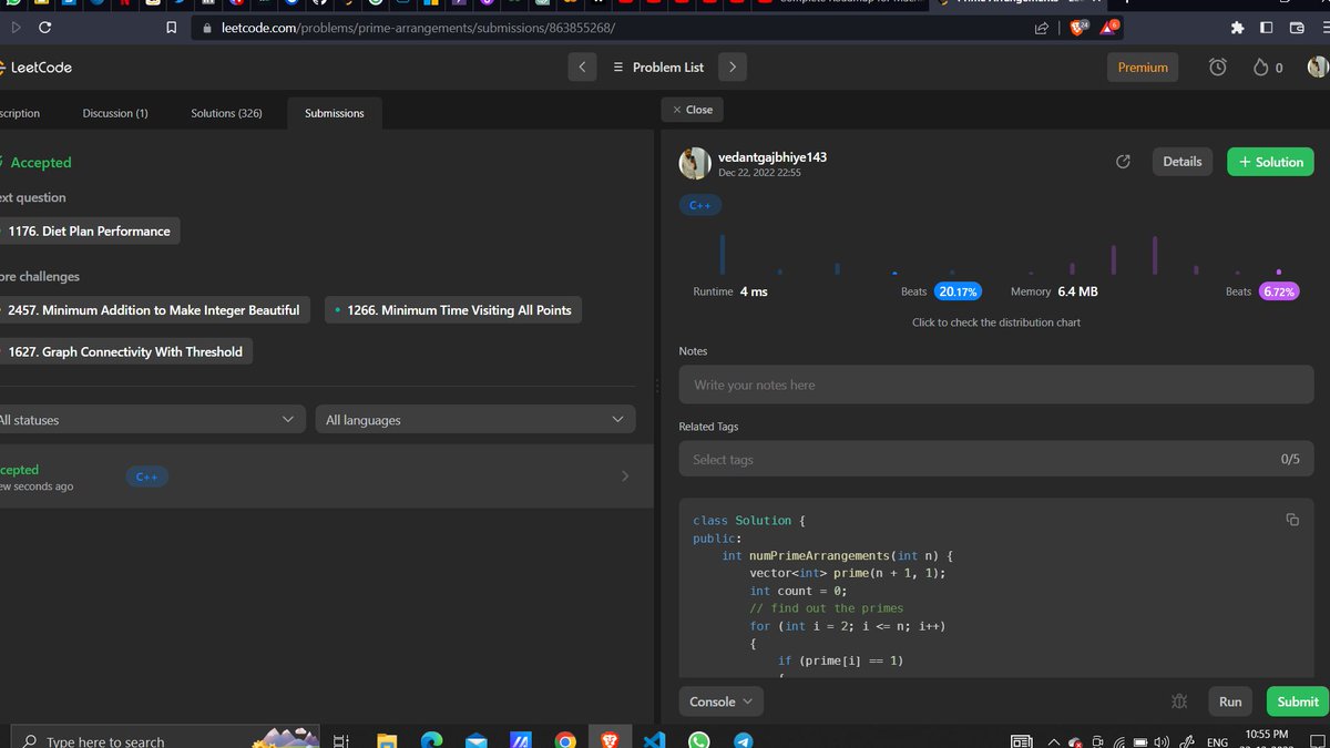 vedantg_467's tweet photo. #Day22 in #dsaindecember 
Tried to Solve Some Problems On Leet Code
on Priority Queue
@acmdypiemr 
 @GDSC_DYPCOE https://t.co/1zsv7vY4kR