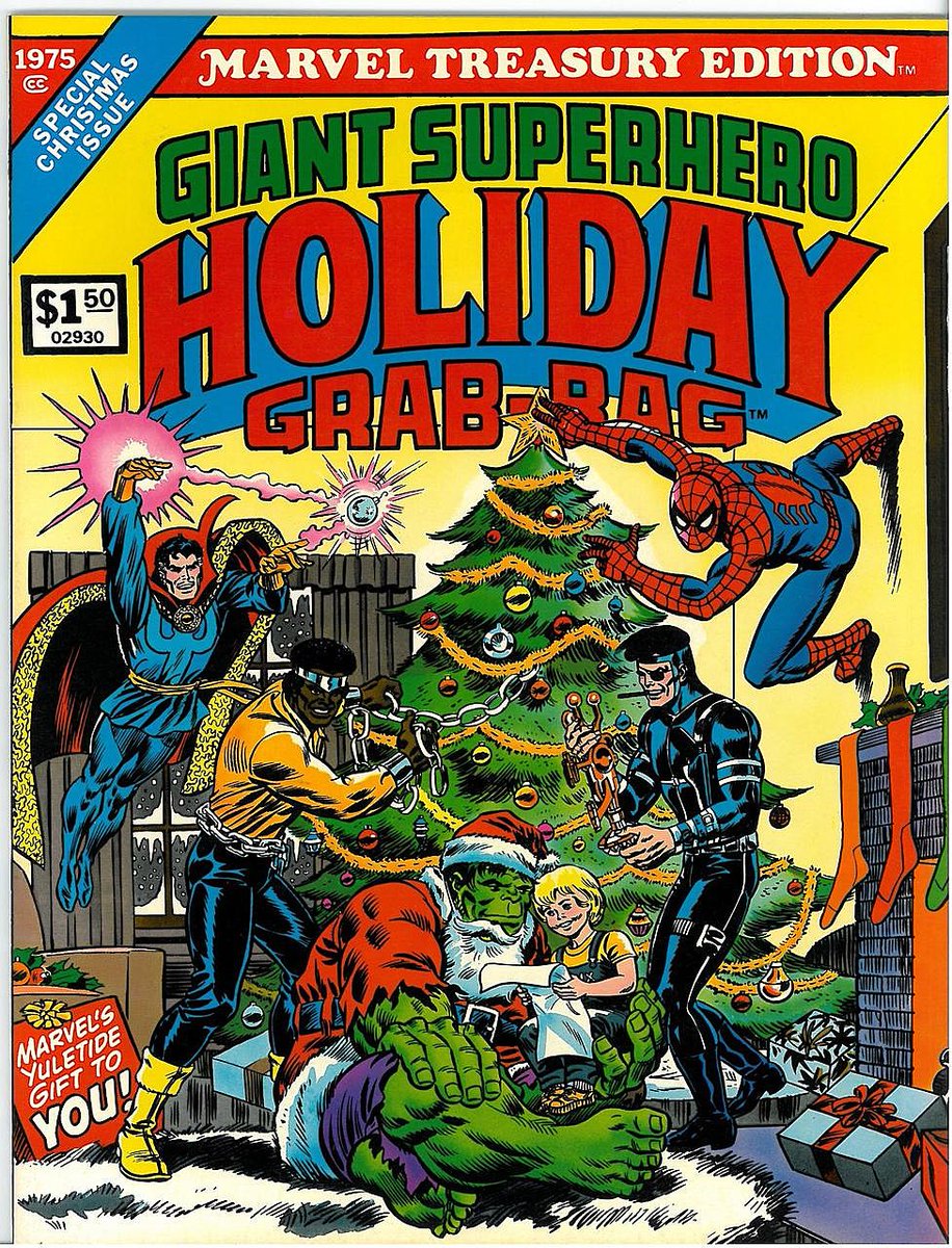 NearMintFanboys's tweet photo. The #Fanboy5 Days of Christmas Comics: Day 1
(A day late, because we just thought of it.)
1975 | Marvel's Giant Superhero Holiday Grab-Bag

#DoctorStrange #SpiderMan #MarvelComics 
#TheHulk #LukeCage #NickFury #The70s 
#70sComics #MakeMineMarvel #StanLee 
#MerryChristmas https://t.co/J5szNMiUQZ