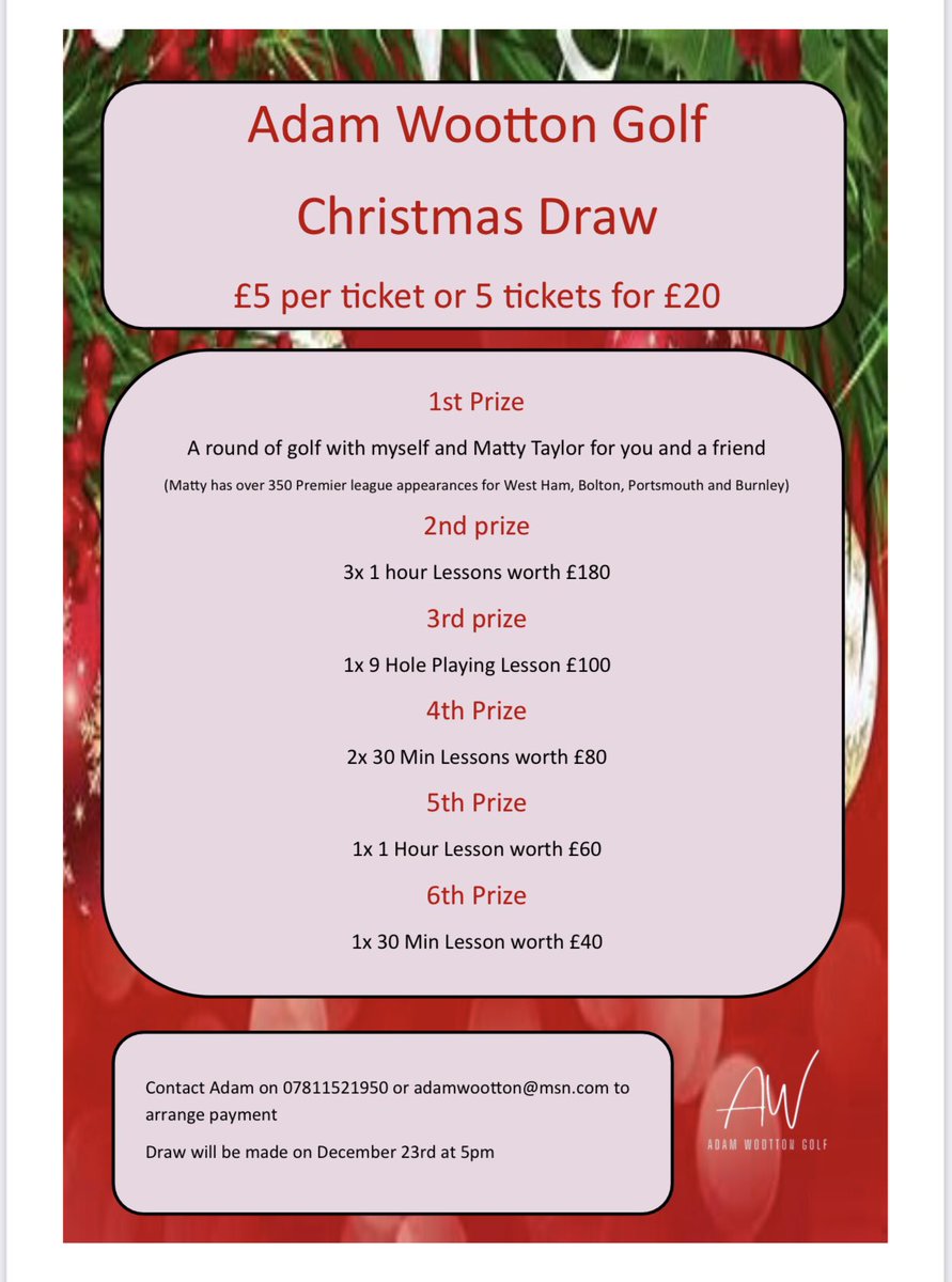 24 hour warning for my Xmas draw. Fill your boots and enter. Let me know if you want to enter