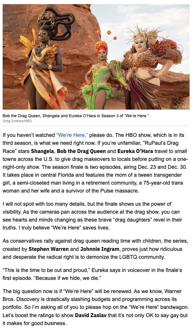 From this week’s column. A call for @HBO to renew #werehere for a fourth season. Who’s with me? #JustforVariety: variety.com/2022/film/colu…