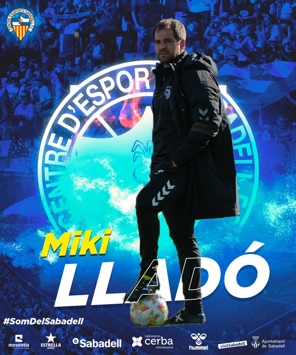 CESabadell's tweet photo. 🚨 [OFICIAL] Miki Lladó (@Mikillado), nou entrenador del @CESabadell

📝 El santcugatenc dirigirà el primer equip fins a final de temporada

💻 https://t.co/et4XknyU3u

💙 Sort i encerts, Miki! 🤍

#SomDelSabadell https://t.co/y54Hsj8SuK