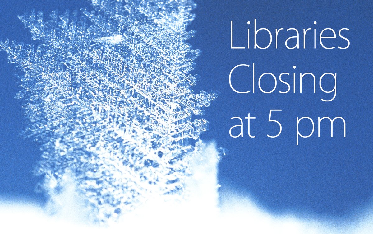 hclib's tweet image. Weather Alert: All Hennepin County libraries will close at 5 p.m. today, December 22. Libraries are expected to reopen tomorrow, but please continue to watch our social channels and website for updates.