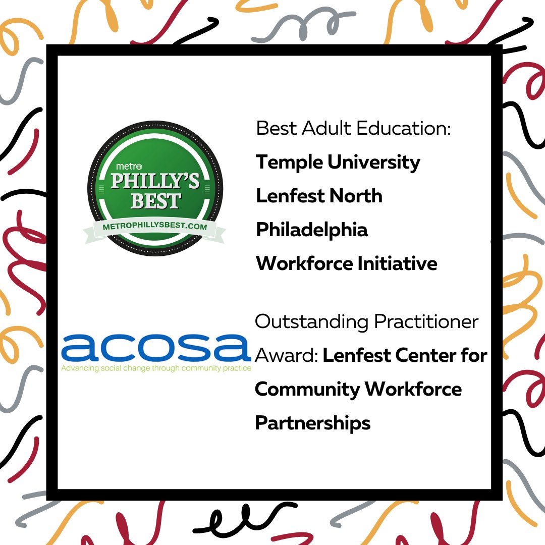 It’s been an amazing year for us at LNPWI! To end our fantastic year, we wanted to thank @metrophilly for awarding us Philly’s Best in Adult Education and @acosaorg for recognizing our department’s work with the Outstanding Practitioner Award.