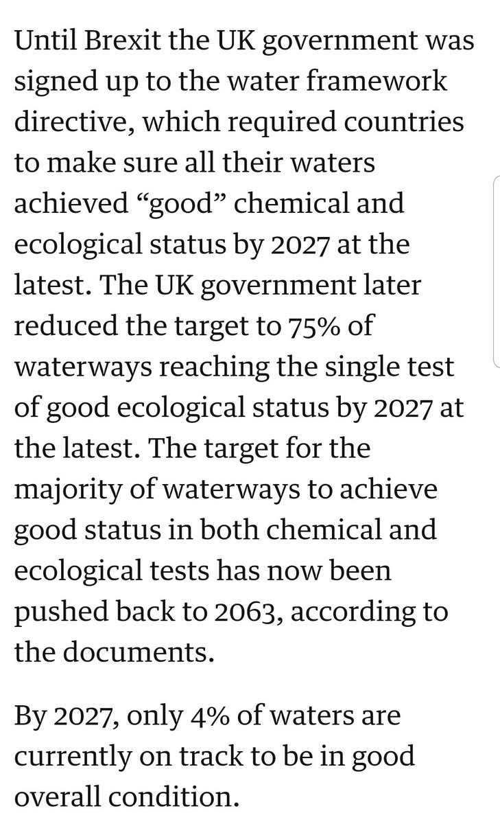"Target date for cleaning up waterways in England is moved back by 36 years"

A Brexit benefit, apparently.   theguardian.com/environment/20…