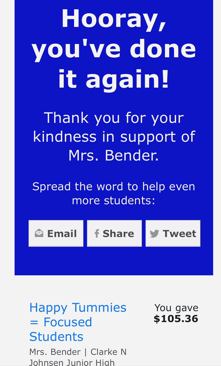 Thank you so much <a href="/OrangeBowl/">Capital One Orange Bowl</a> for your kindness and generosity 💝💝 With your donation I have funded my <a href="/DonorsChoose/">DonorsChoose</a> project and also my colleague’s @LikelliBender. Spreading kindness is always the best feeling ✨💫✨💫