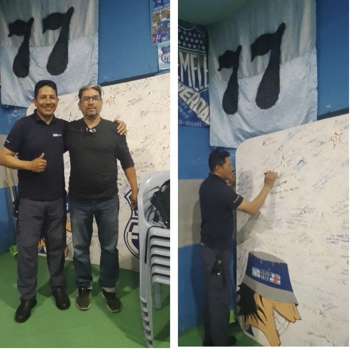 Hoy visito nuestra sede Ricky y por supuesto firmo en nuestro muro.