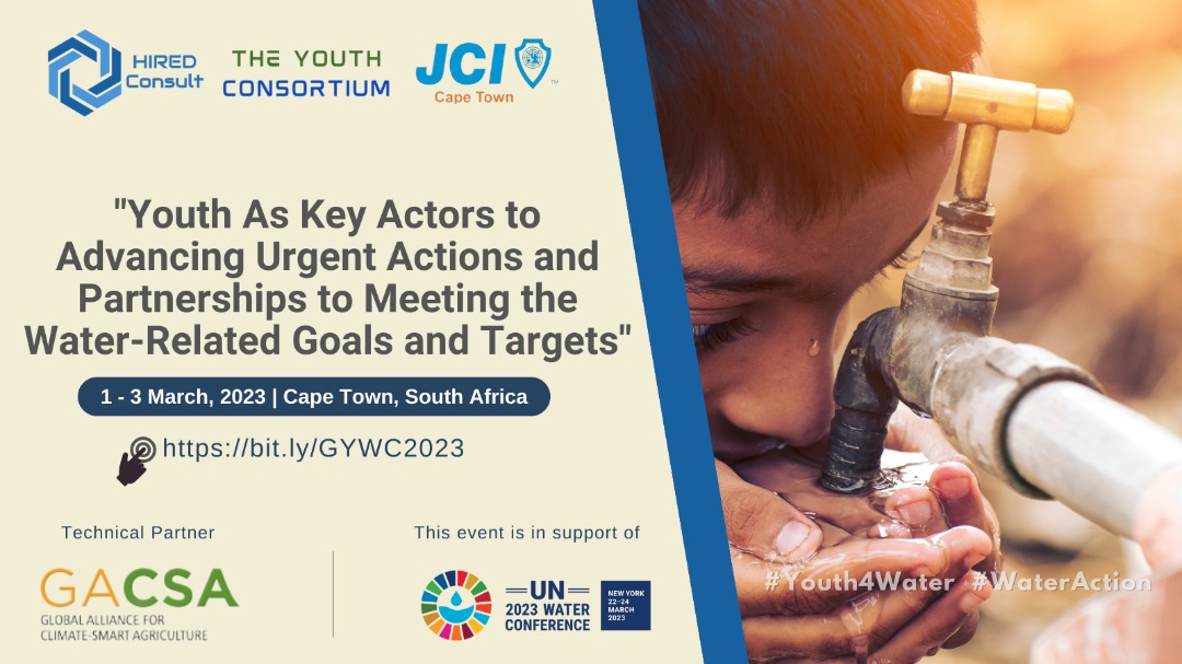 Our #Youth4Water conference in support of the <a href="/UN/">United Nations</a> Water Conference 2023 #WaterAction has thematic sessions on
💧Water for Health
💧Water for Development
💧Water for Climate, Resilience &amp; Environment
💧Water for Cooperation
💧Water Action Decade
📲bit.ly/GYWC2023