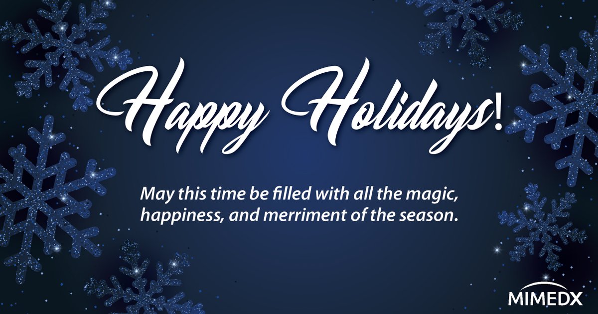 MiMedx's tweet photo. The MIMEDX team wishes you and yours a magical holiday season that’s merry and bright! #HappyHolidays #Merry #Bright https://t.co/h957ntatNz
