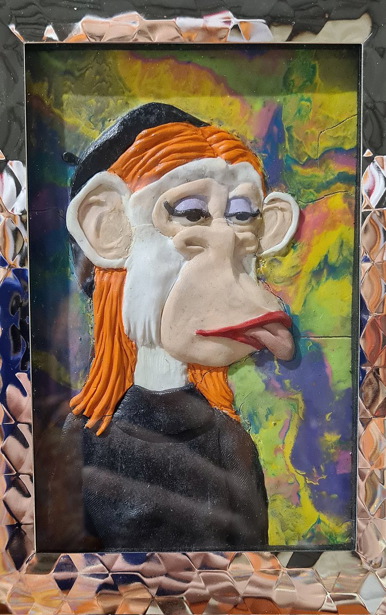 My own <a href="/boredapesyatch/">BoredApeYatchClub</a> likeness in plasticine! 🤩

Thx #secretsanta 😍

#NFTartwork #bayc #cryptoart #plasticineart #thoughtful
