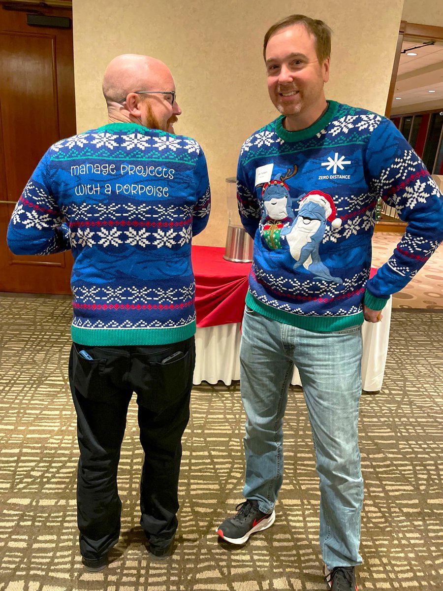 Do you ever feel like your ITS projects drag on? Talk to us Manage your projects with a porpoise! 🐬❄️ 

#Zerodistance #etherwan #happyholidays #merrychristmas #uglychristmassweater #uglyxmassweater #xmassweater #pun #punny #christmassweater