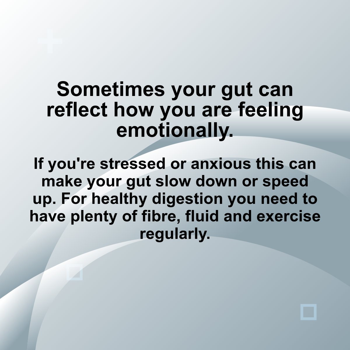 FoundationJEM's tweet photo. ~Sometimes your gut can reflect how you are feeling emotionally.~ If you're stressed or anxious this can make your gut slow down or speed up. For healthy digestion you need to have plenty of fibre, fluid and exercise regularly. https://t.co/TLNTPy0XAn https://t.co/qqwN21OHKs