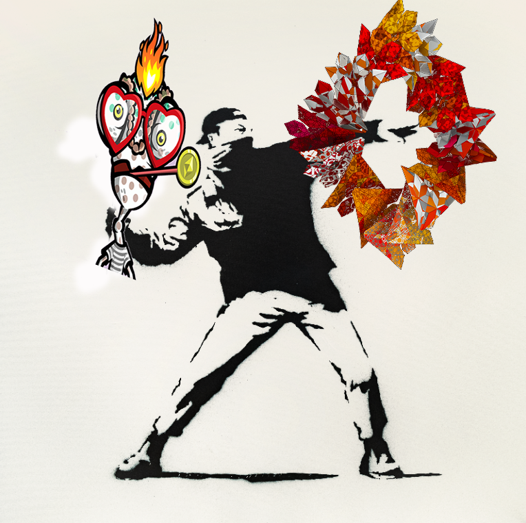 xchpets's tweet photo. Banksy is in the air. @particledao_xyz crew!! #ParticleHolidayContest @Collectparticle https://t.co/YI3OlPTDL9