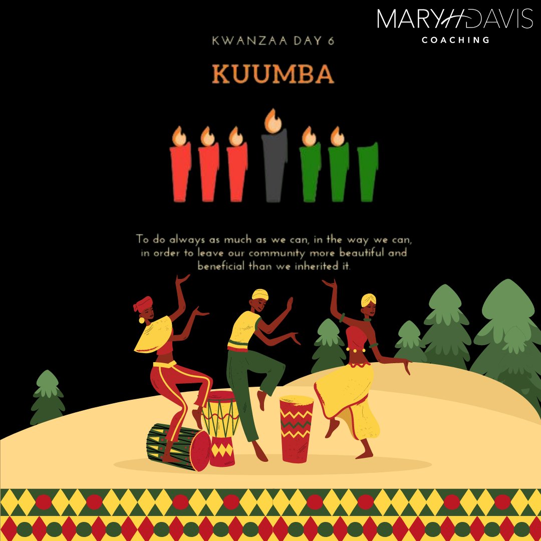 MaryHDavisCoach's tweet photo. Happy Kwanzaa!!

Day 6: Kuumba *Creativity*

#Kwanzaa #unity #marydavis #executivecoaching #lifecoach #leadership https://t.co/CRQ7h387gP