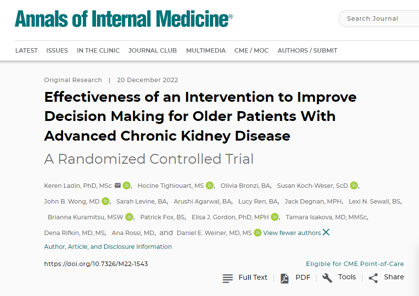 Congrats to Drs. Ladin, Weiner, Koch-Weser, Wong, Tighiouart, Bronzi and Sewall for their paper in the <a href="/AnnalsofIM/">Annals of Int Med</a> on CKD! This work represents the best of Tufts with collaborations across <a href="/TuftsUniversity/">Tufts University</a> <a href="/tuftsctsi/">tuftsctsi</a> <a href="/TuftsMedicine/">Tufts Medicine</a> <a href="/TuftsPH/">Tufts Public Health</a> and <a href="/MaineMed/">MaineHealth Maine Medical Center</a> ow.ly/zIOr50MawBQ