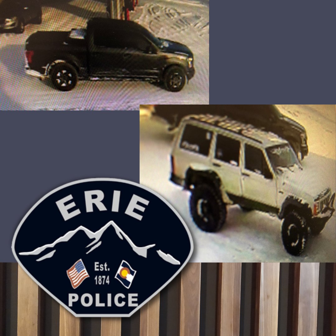 Be On the Lookout: Auto Theft Suspects 

Stolen: White 1996 Jeep Cherokee (CO License Plate KQG088)

Anyone with information is asked to call the Erie Police Department at 303-441-4444. Officers are collaborating with other agencies. 

News: erieco.gov/CivicSend/View…

#ErieCOPolice