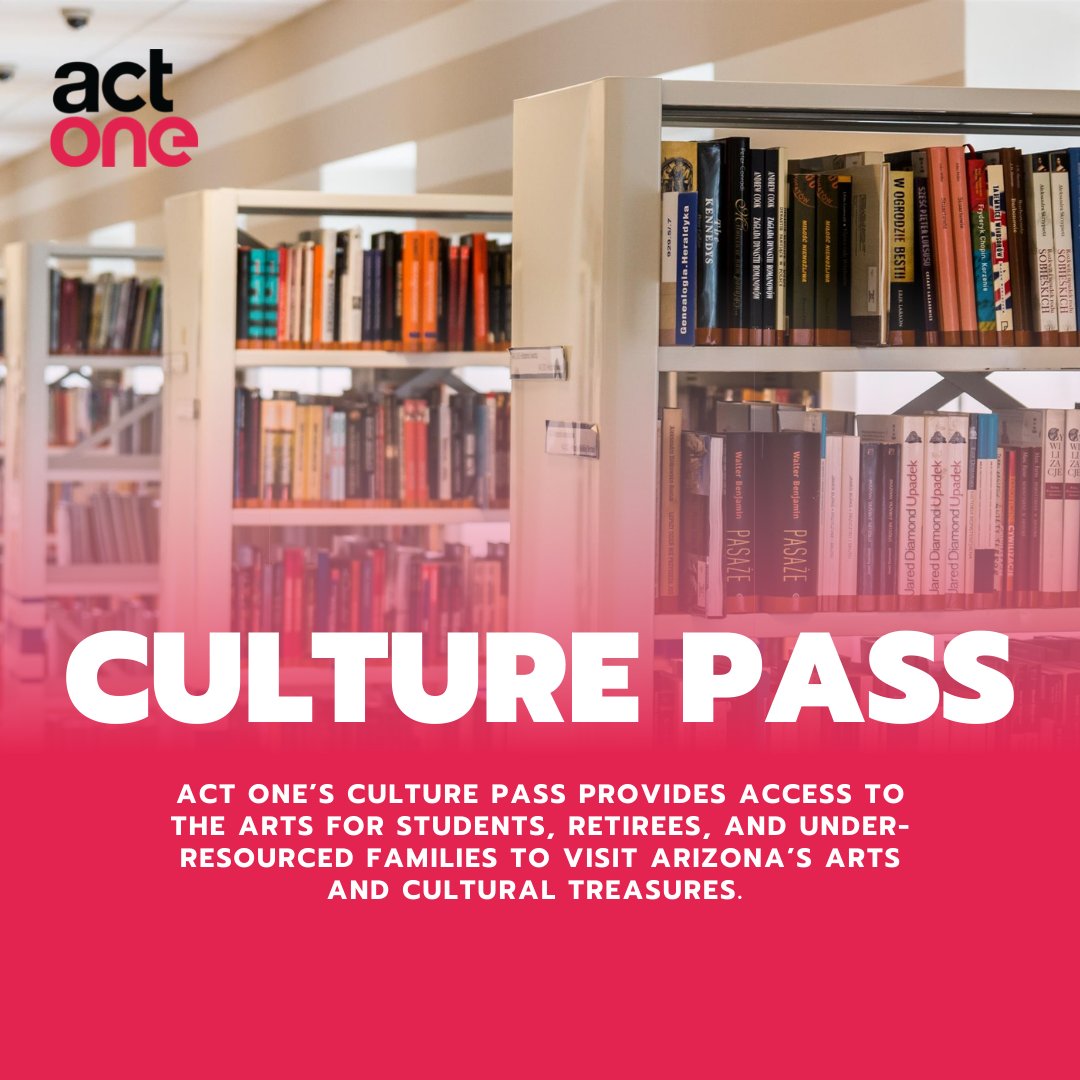 act1az's tweet photo. Act One partners with over 100 libraries statewide to allow library cardholders the opportunity to check out free passes. Over 500,000 passes are offered annually. Visit your local library to check out a pass today!

https://t.co/TN8h8sAx67 https://t.co/VTRUy8a9Ps
