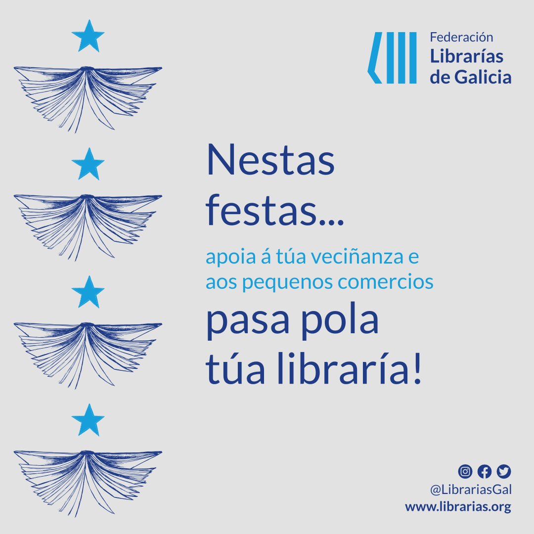Nestas festas tes unha opción sinxela de apoiar o pequeno comercio e facer que as túas compras melloren tamén a vida das túas veciñas e veciños 🥰

Nestas festas... pasa pola túa libraría! 💙📘📘📘
