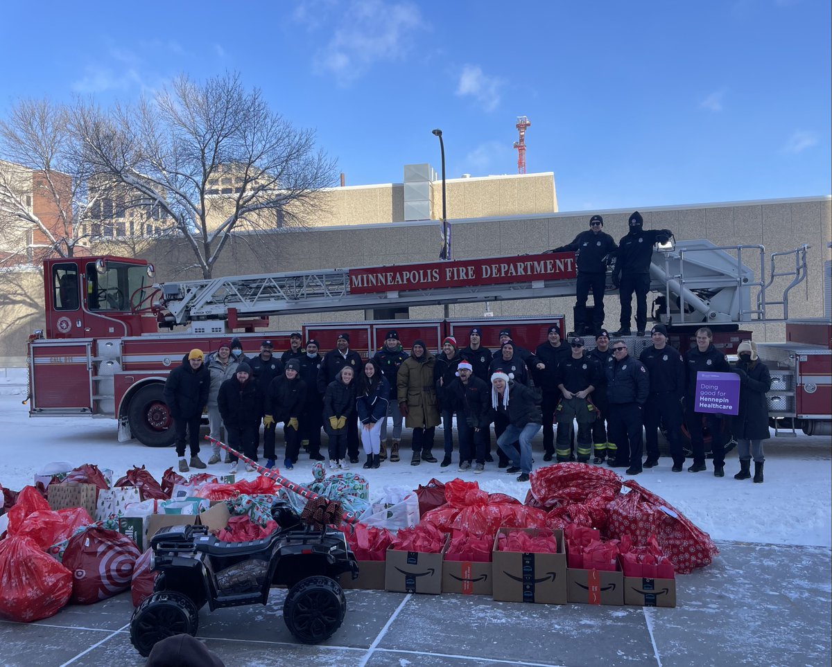 Today's Christmas Blessing delivery of gifts for burn survivor families at Hennepin Healthcare's Burn Center was incredible!! Thank you to Minneapolis Fire, our high school ambassadors, the PIKE fraternity and ouradult volunteers. Photos and more at: firefightersforhealing.org/blog/christmas…