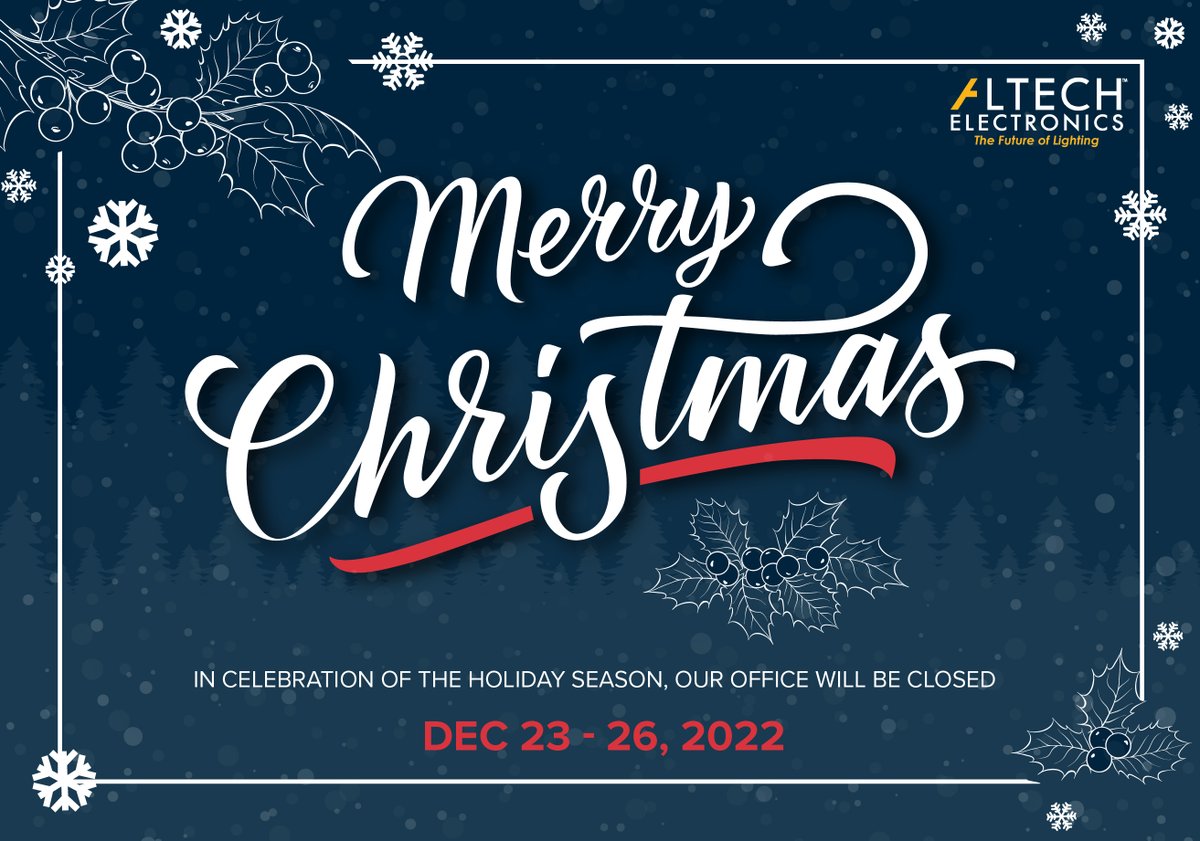 AltechElctrnics's tweet image. Altech Electronics wishes you and your family a great Christmas weekend! In celebration of the holiday, our office will be closed on 12/23 - 12/26. We will reopen on Tuesday 12/27. Have a great holiday!

#altechelectronics #MerryChristmas #holidays #Christmas #ledlighting #LED