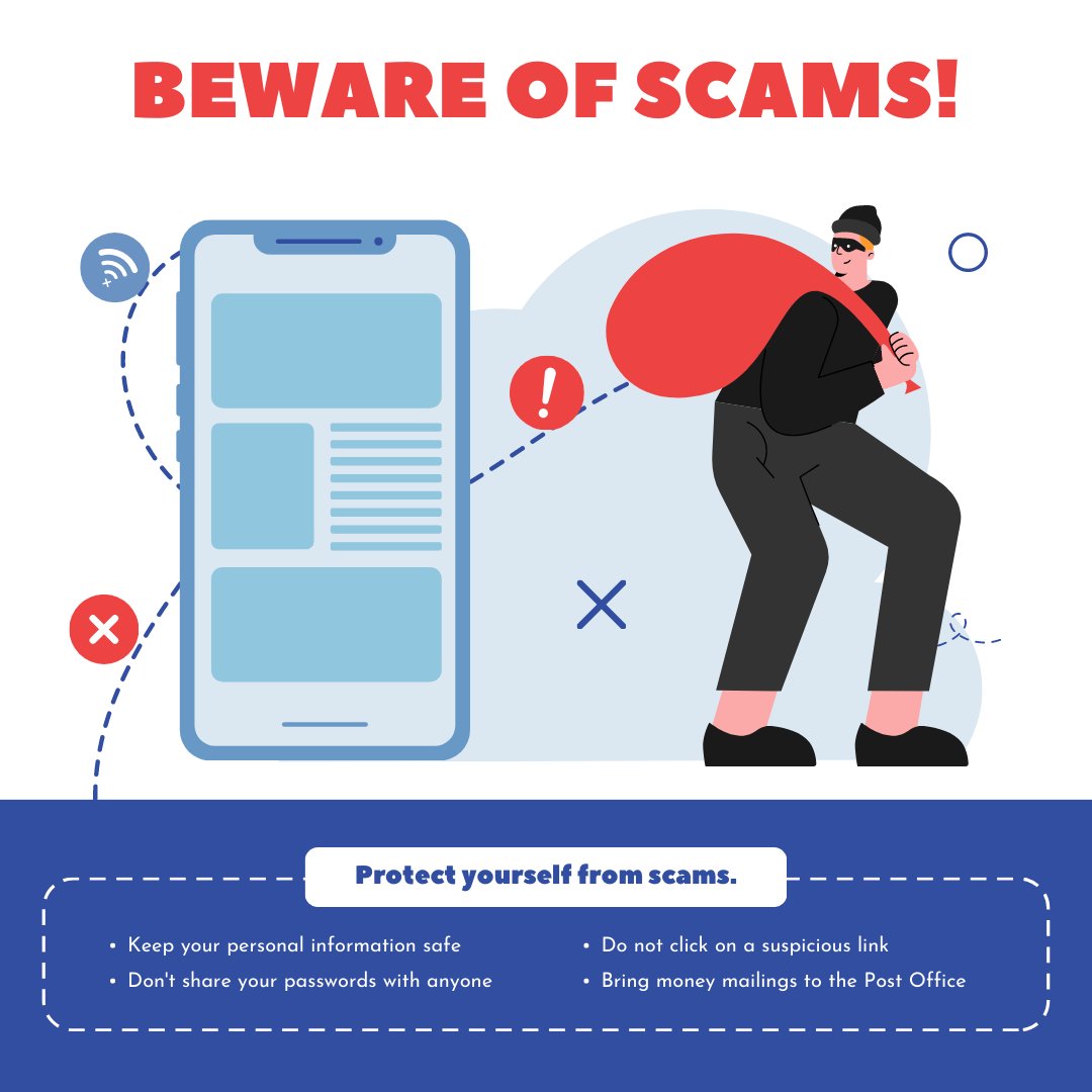 ConcordPolice's tweet photo. Be on the lookout for scams this holiday season. Some tips:
-Please be cautious in answering phone calls from unknown numbers. 
-Don't give out any personal info. without verification.
-Bring outgoing $ mailings into the post office. 
Have a safe &amp; happy holiday season! ~CPD https://t.co/9GtSPo6vuo