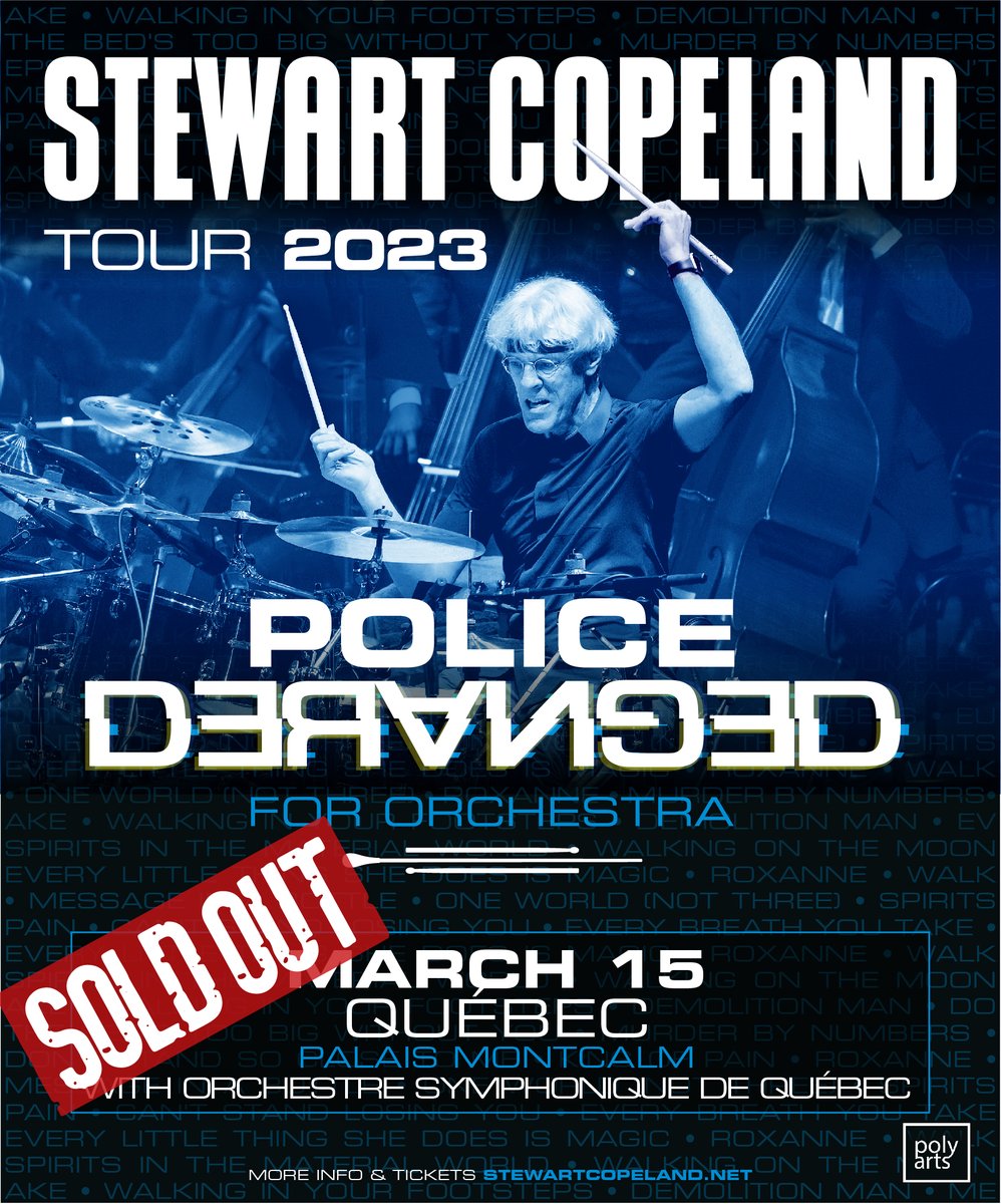 SOLD OUT
@hppolyarts 
@PalaisMontcalm 
@OSQ_Officiel 

#PDO #PoliceDerangedForOrchestra #StewartCopeland #PolyartsManagement #Quebec