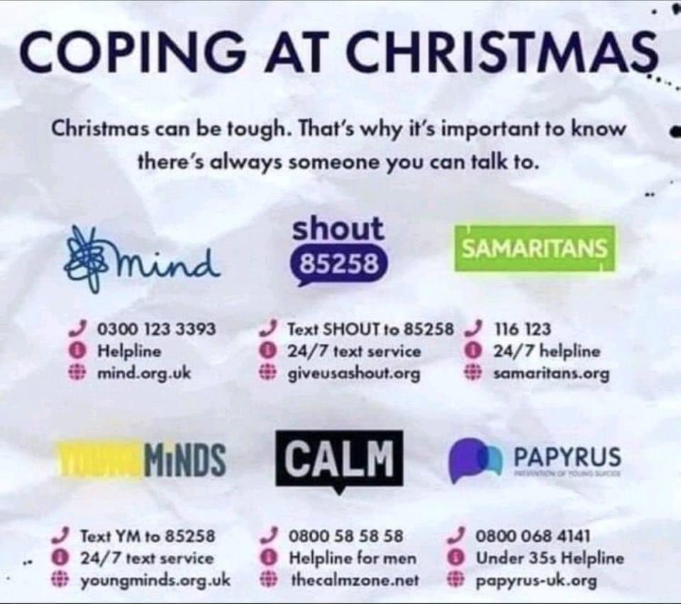 Staceyk51's tweet image. Christmas isn’t always merry &amp;amp; bright for everyone. Know that it’s good to talk, always. 

There are organisations to help and my door, phone line, inbox etc is ALWAYS open to anyone needing a non judgmental, listen ear 💙