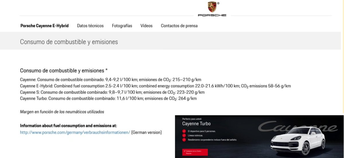 Lxuzis's tweet photo. Seat ibiza 1.4i 60cv 1998 consumo 6.6 nivel de CO2:158 g/km (sin etiqueta medioambiental)

Porsche Cayenne Turbo 4.0 v8 2022 consumo 11.6 nivel de CO2:264 g/km (etiqueta medioambiental C) https://t.co/h05BVMKeMA