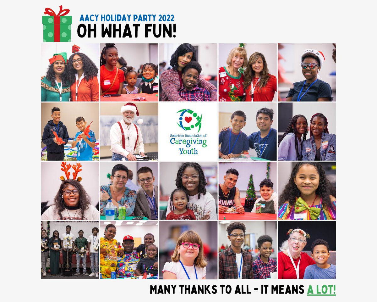 AACYorg's tweet photo. Thank you for your help &amp; support on the #AACY 2022 Holiday Party. Sharing a few of the many fabulous photos! YOU make a difference, &amp; we make a difference. TO MAKE AN END-OF-YEAR DONATION
https://t.co/qR0Rvp0o7a
#caregivingyouth #kidsarecaregiverstoo #youngcarers #awaretheycare https://t.co/DA5WznCuJy