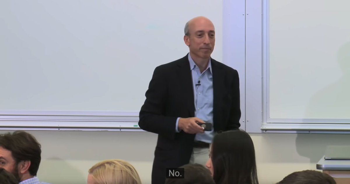 Watching Gary Gensler's MIT course on "Blockchain and Money". 

This was recorded during the fall semester of 2018, 2 years before he became SEC Chairman.

Gensler to student: Did you have a good summer? Did you own bitcoin?

Student: No

*Gensler's face reveals disappointment*